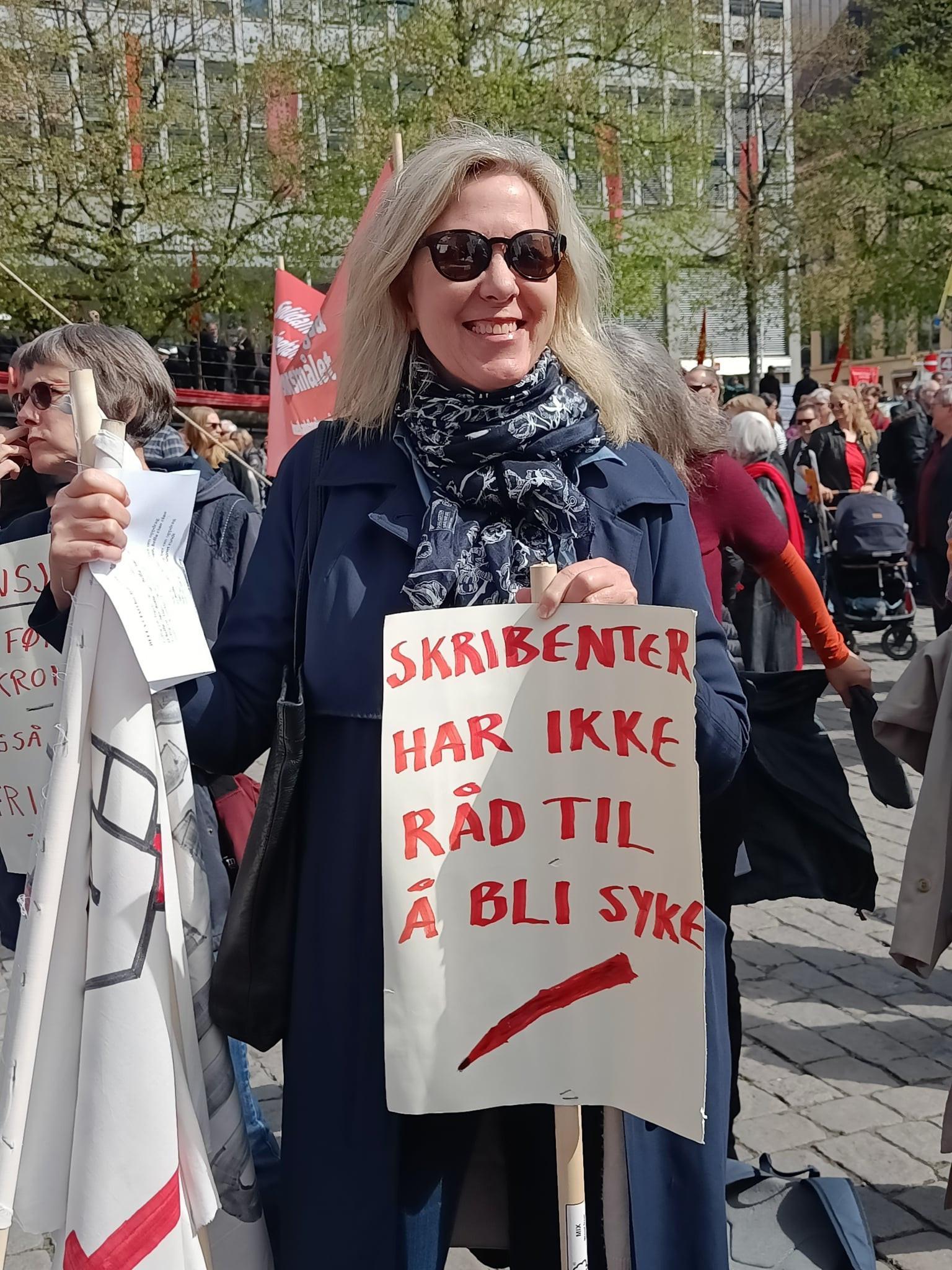 Inger Sverreson Holmes på 1. mai-markering. PRIVAT FOTO