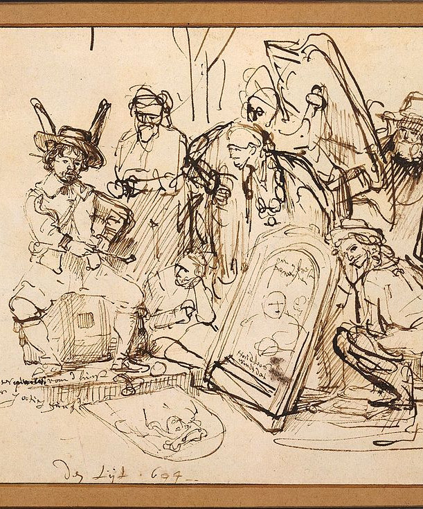 Tegning av Rembrandt, Satire on Art Criticism