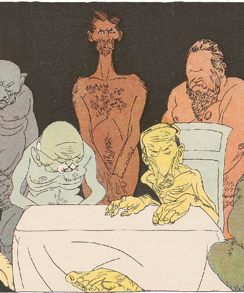 Ragnvald Blix, Regjeringen Knudsen, i Fluesoppen, 1908. KILDE: NASJONALBIBLIOTEKET
